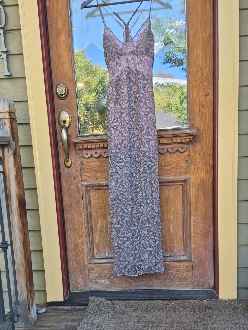ba&sh Floral Lace-Trim Spaghetti-Strap Maxi Dress in Pink and Blue